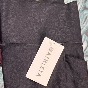 Athleta Dark Charcoal Leopard-Print Leggings